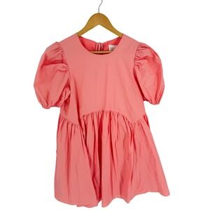 Tuckernuck Hyacinth House Coral Puff Sleeve Babydoll Mini Dress Size XS Coquette